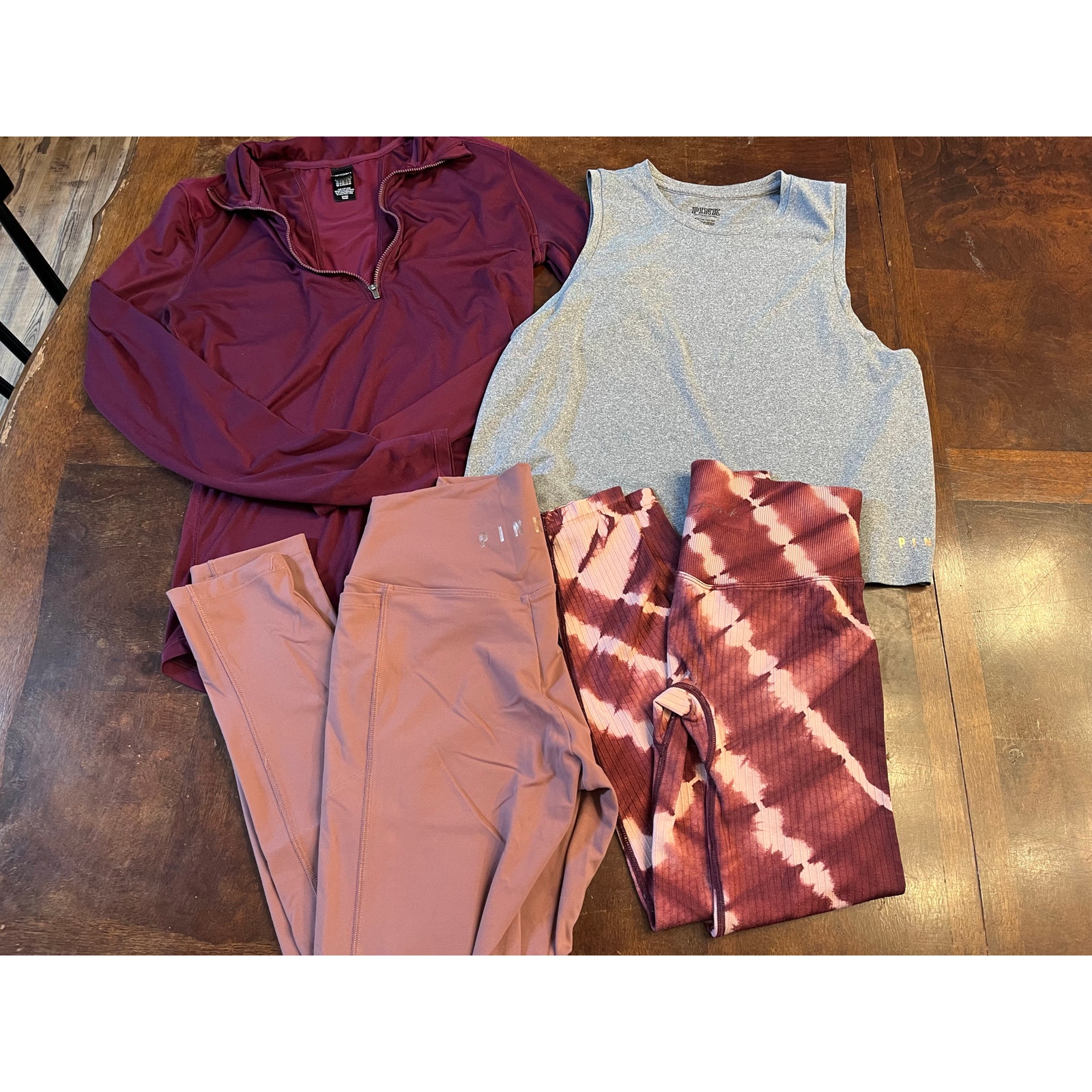 Victoriaâs Secret Pink Activewear Lot 4pc - Quarter Zip, Tank, 2 Leggings Xs/S
